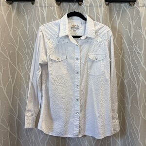 Panhandle Slim White Shirt with Silver Pinstripes size XL